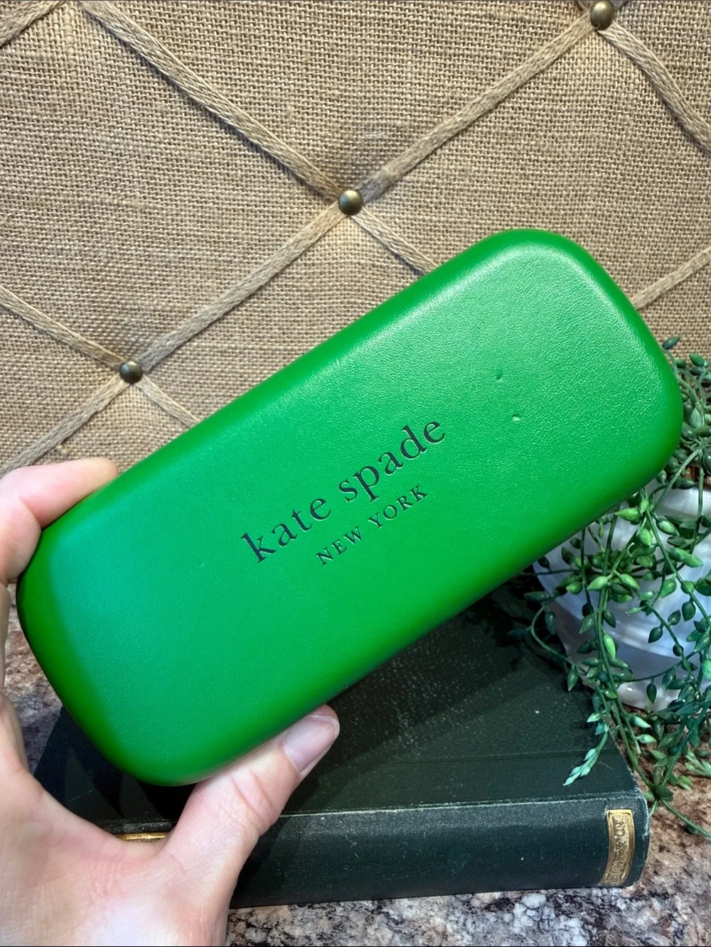kate spade Green and Black Hard Eyeglass Case